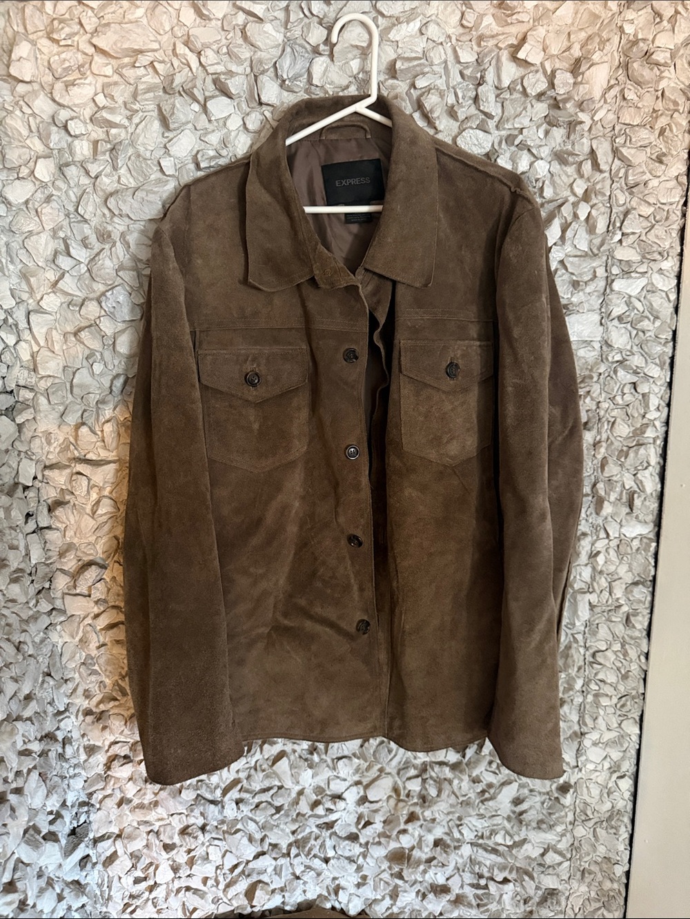 Express Men’s Brown Suede Button-Up Jacket